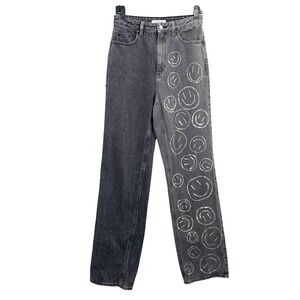 Pacsun two tone 90's boyfriend high rise smiley face jeans Size 27